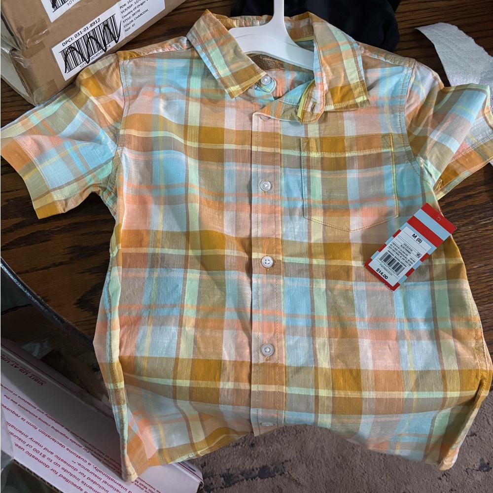 Cat & Jack Multicolor Plaid Button Down Shirt